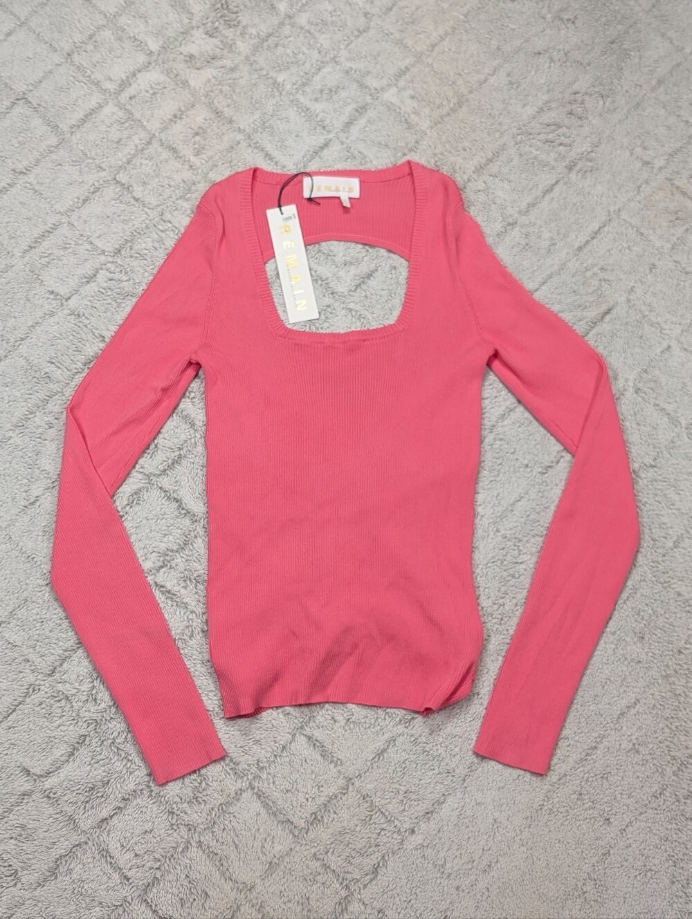 Remain Birger Christensen Top Womens 42 Pink Serena Open Back Stretch Knit NEW